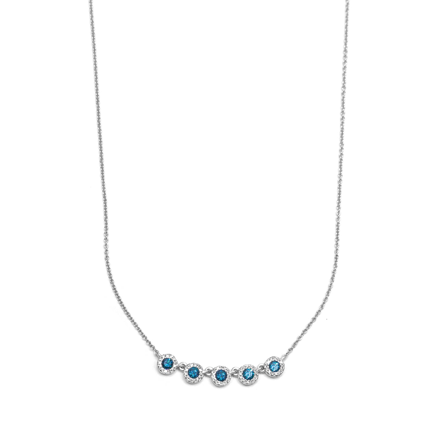 Khamsa Blue Diamond Halo Necklace