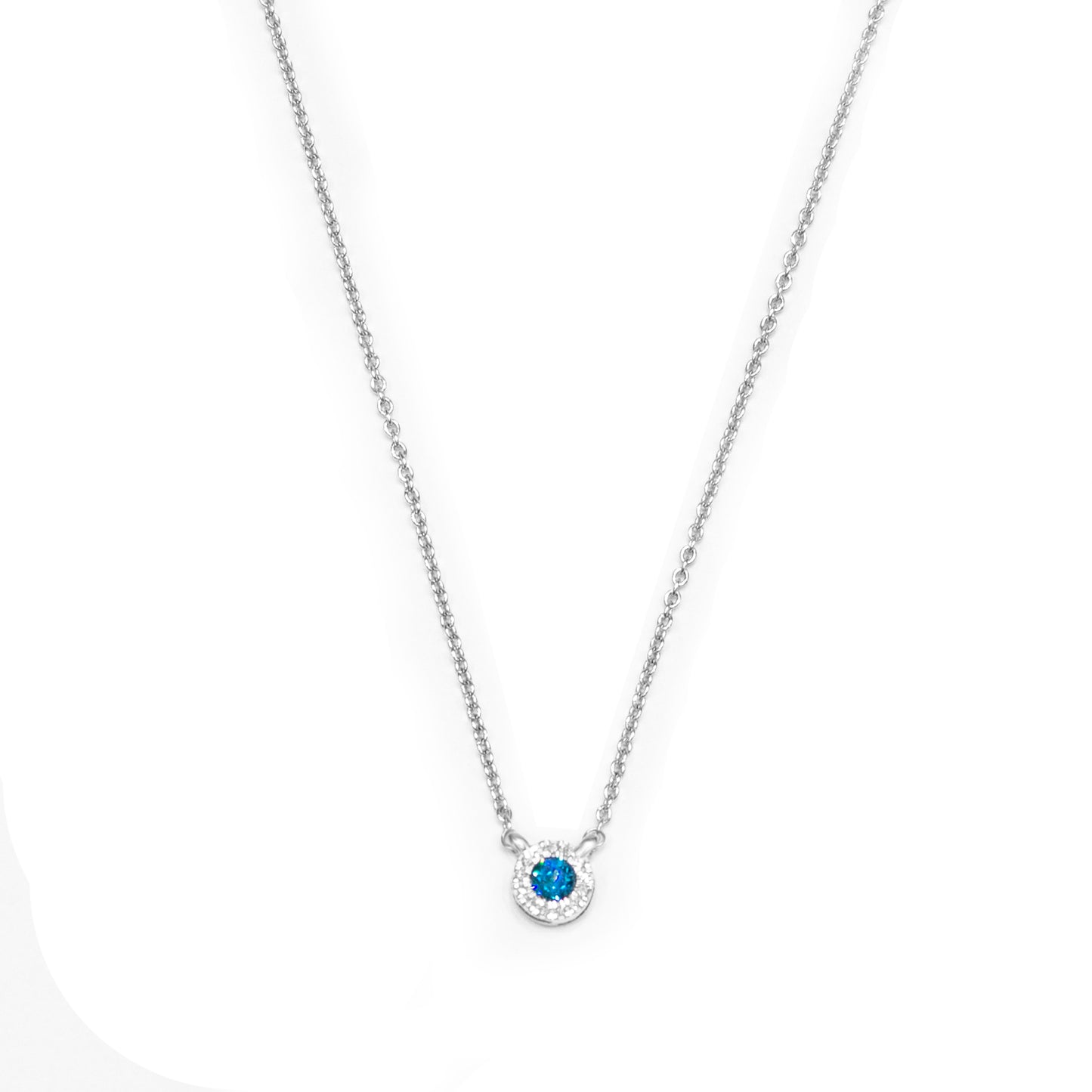 Blue Diamond With Halo Neckalce