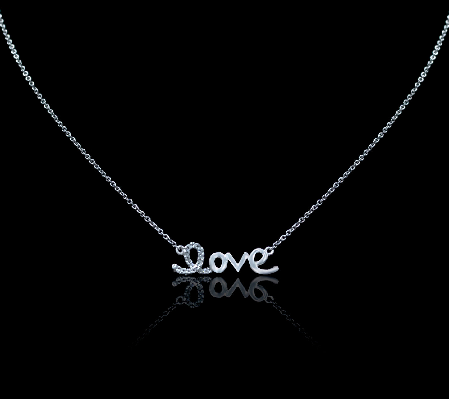 Exquisite 14K Diamond LOVE Necklace: Bedazzle Your Look