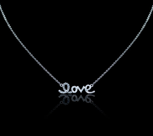 Exquisite 14K Diamond LOVE Necklace: Bedazzle Your Look