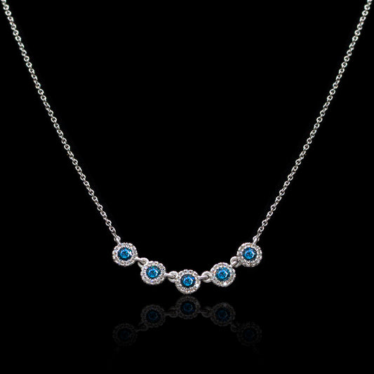 Khamsa Blue Diamond Halo Necklace