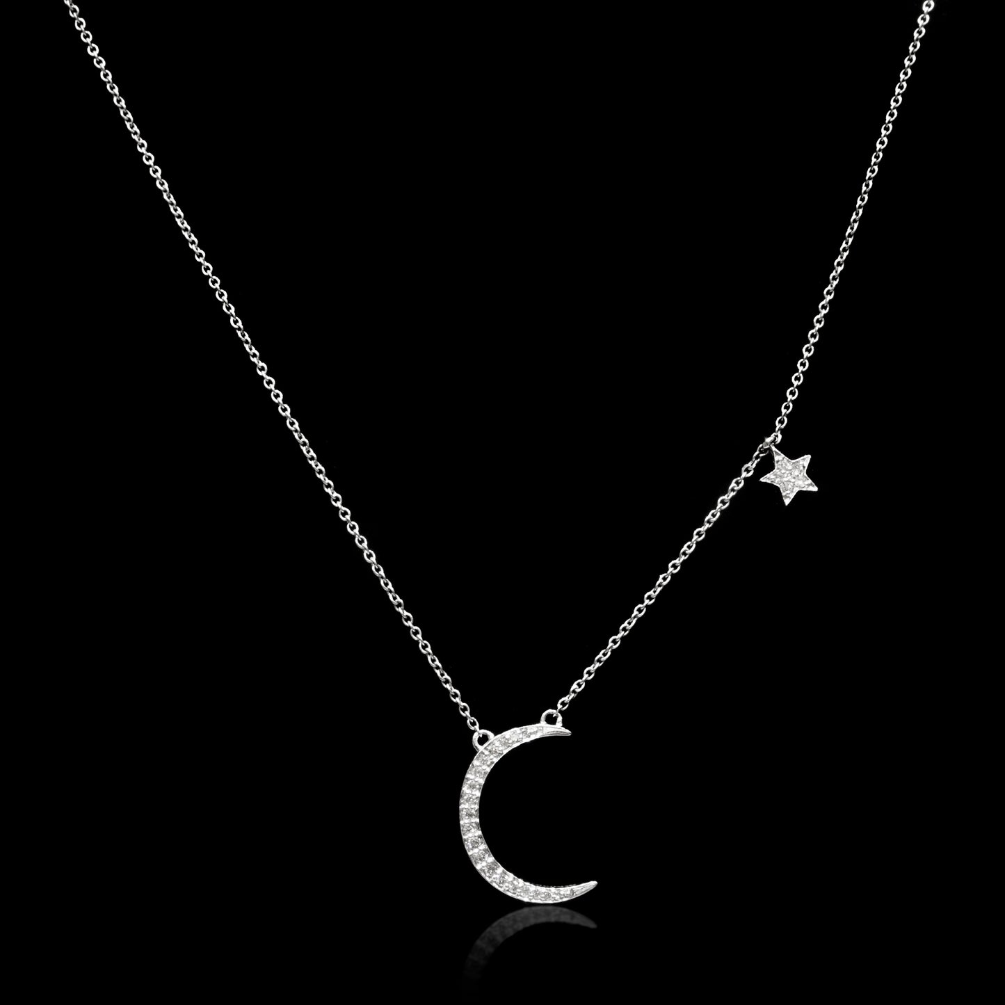 Crescent Moon Diamond Necklace