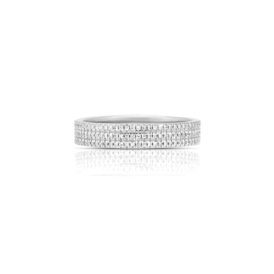 Tri Half Pave Diamond Ring