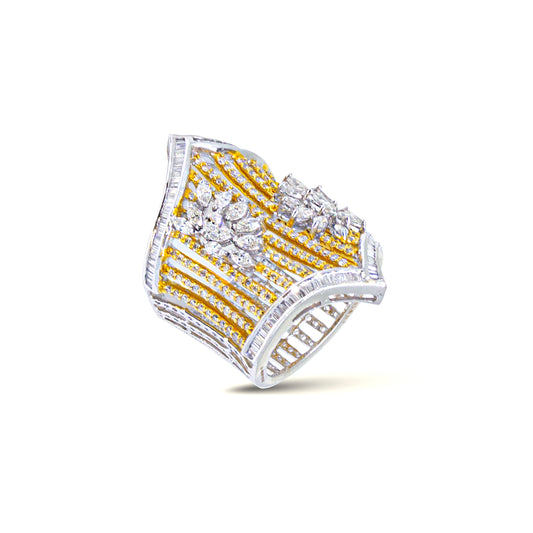 Radiant Sparkle: 14K White & Yellow Gold Diamond Ring