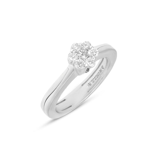 Elegant 14K White Gold Diamond Ladies Ring - IGI Certified, Exquisite Craftsmanship