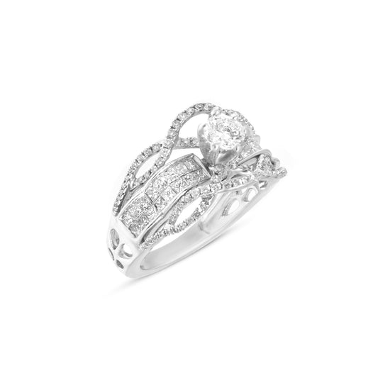 Elegant 14K White Gold Diamond Ladies Ring - IGI Certified, Exquisite Craftsmanship