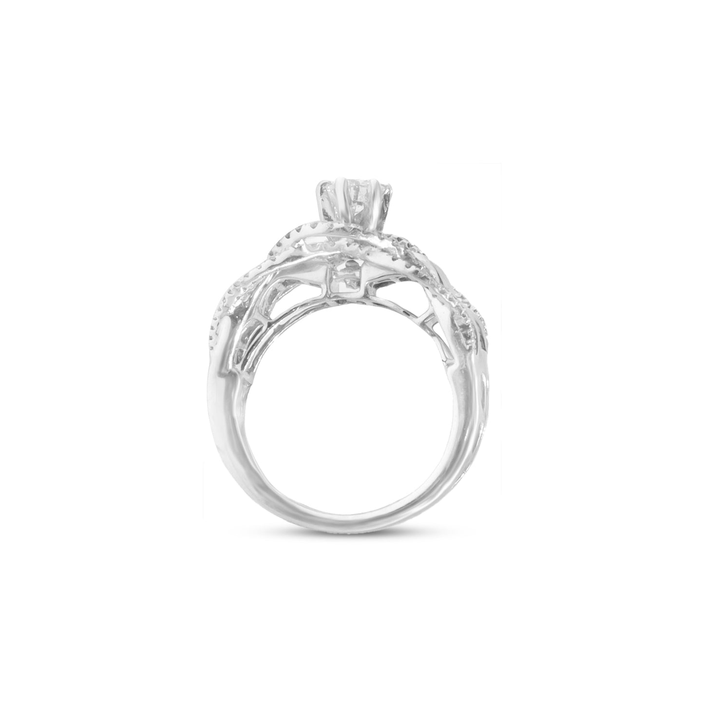 Elegant 14K White Gold Diamond Ladies Ring - IGI Certified, Exquisite Craftsmanship