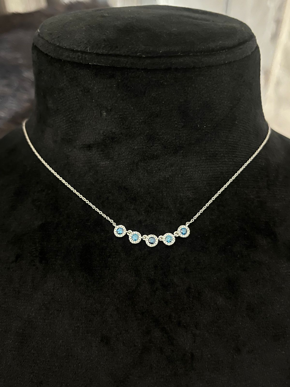 Khamsa Blue Diamond Halo Necklace