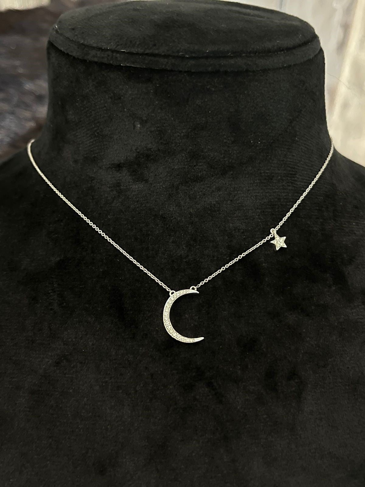 Crescent Thin Moon Diamond Necklace