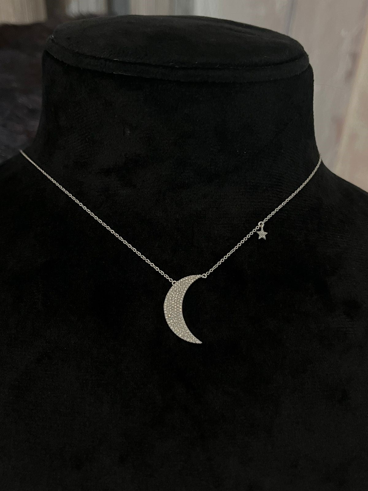 Crescent Moon Diamond Necklace