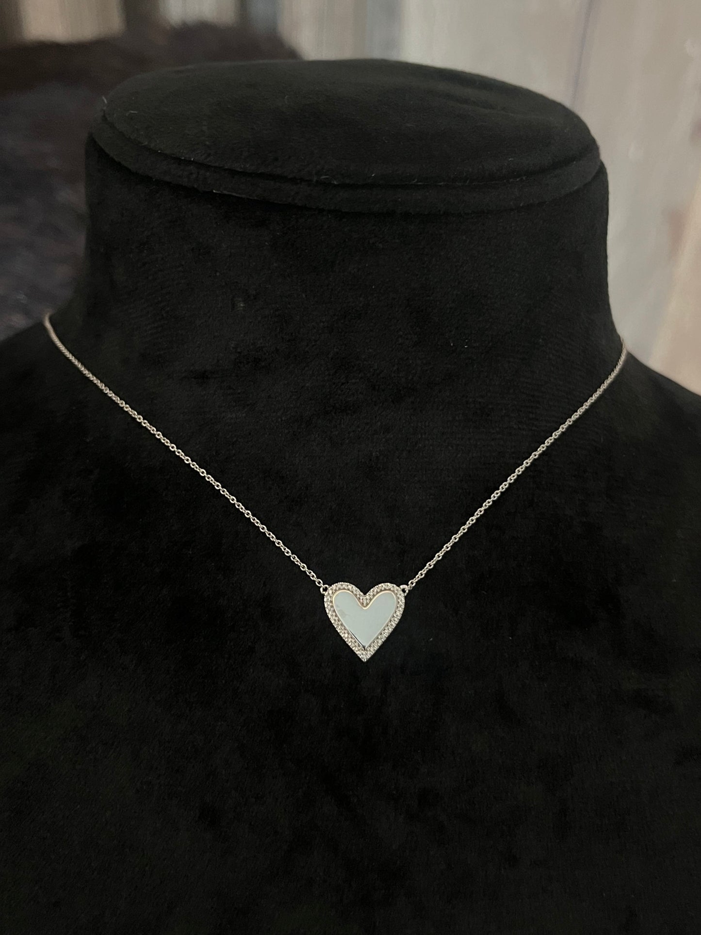 White Gold Metallic Heart Necklace