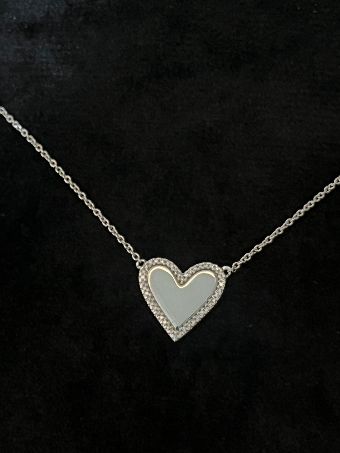 White Gold Metallic Heart Necklace