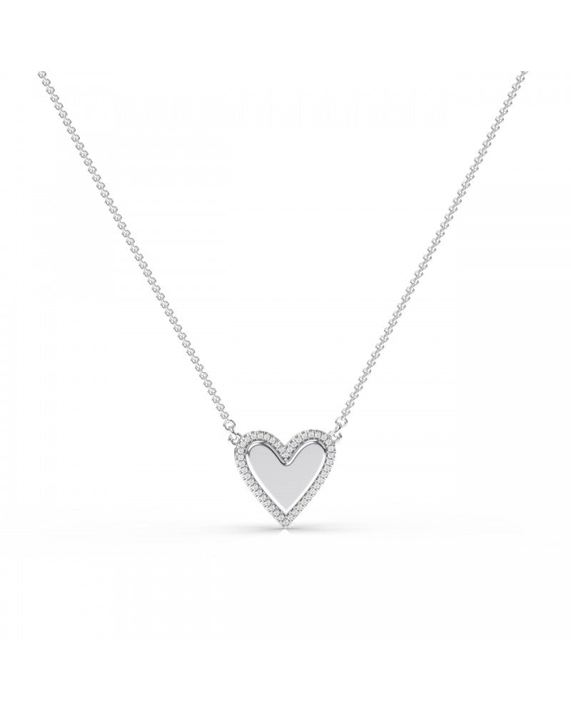 White Gold Metallic Heart Necklace