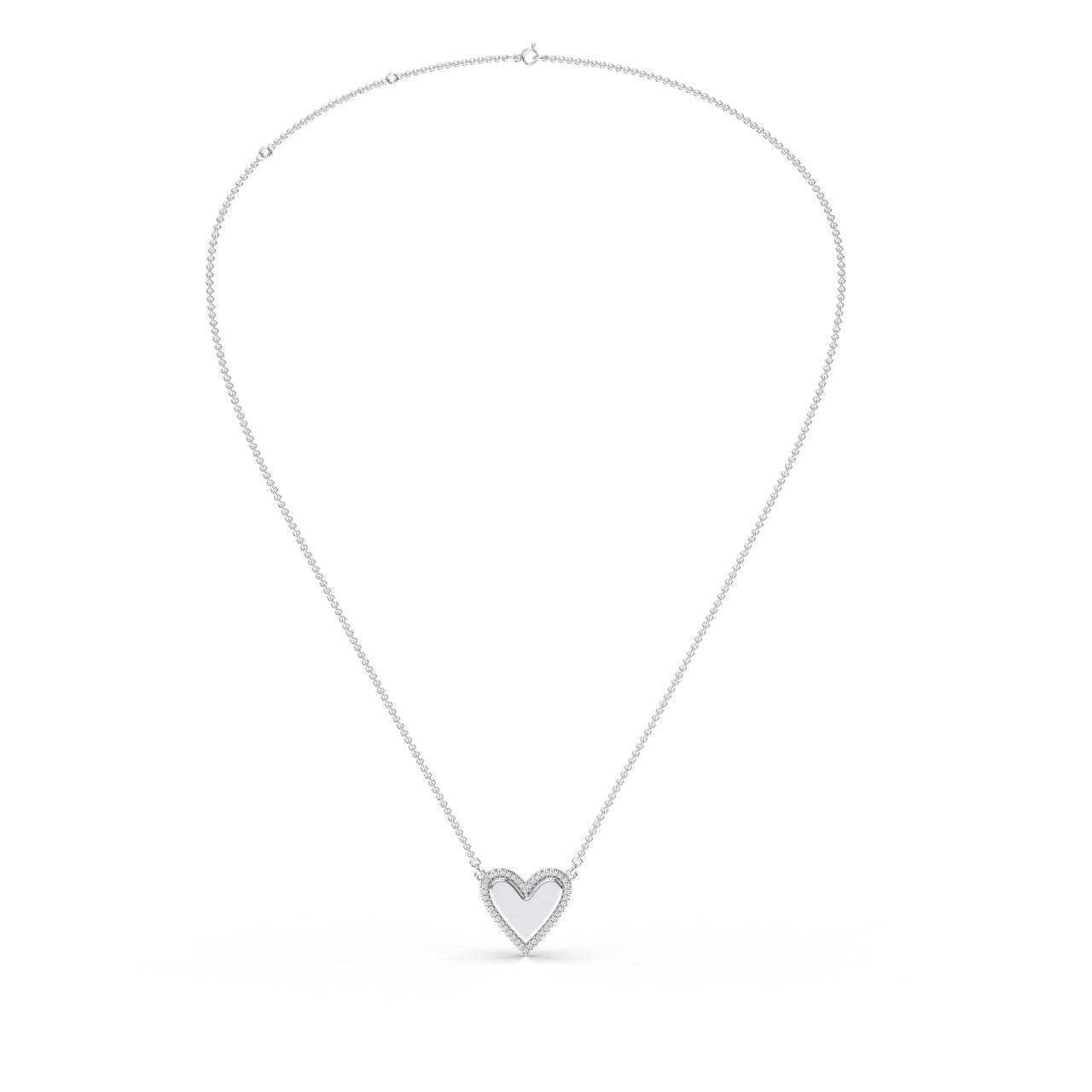 White Gold Metallic Heart Necklace