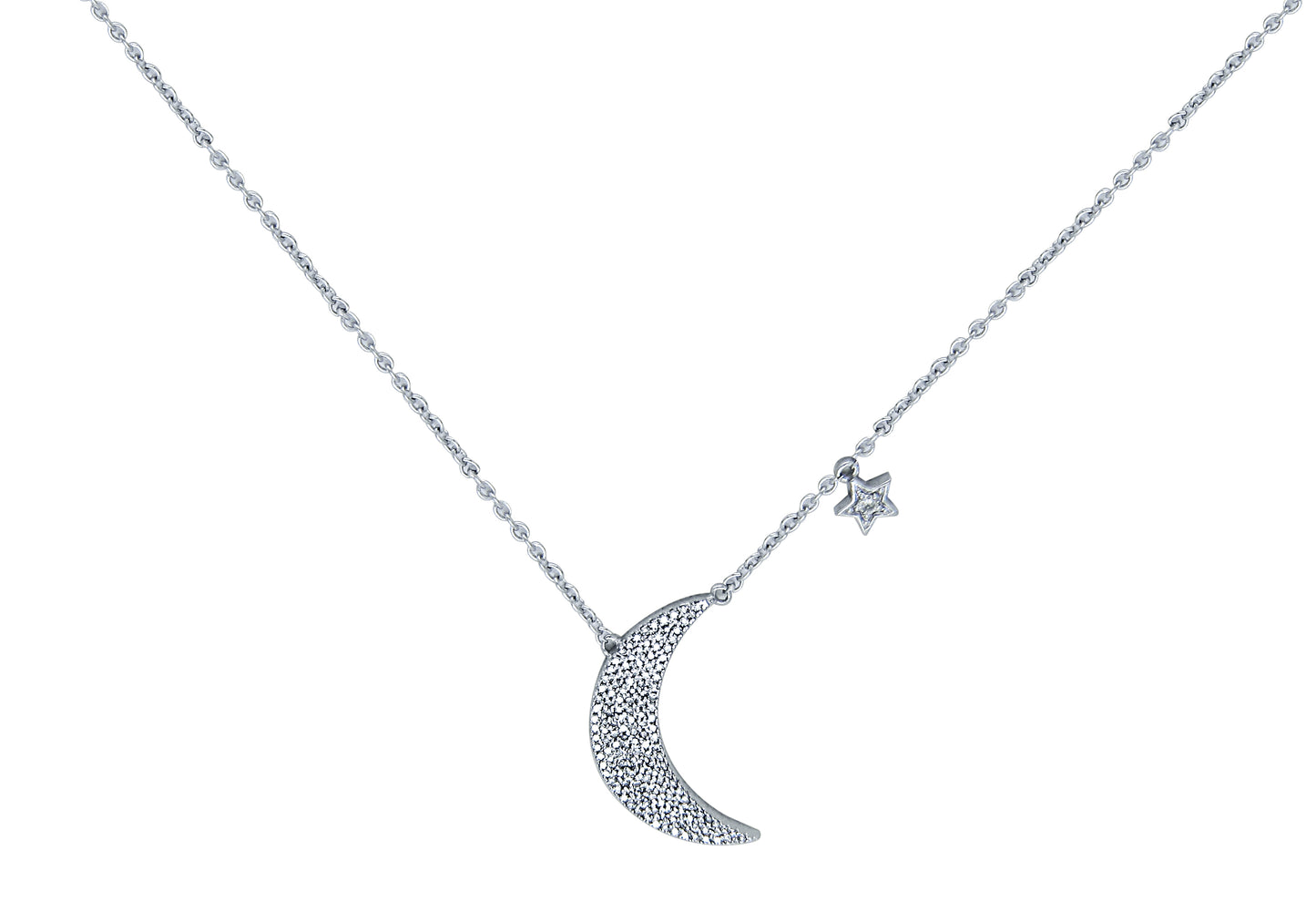 Crescent Moon Diamond Necklace