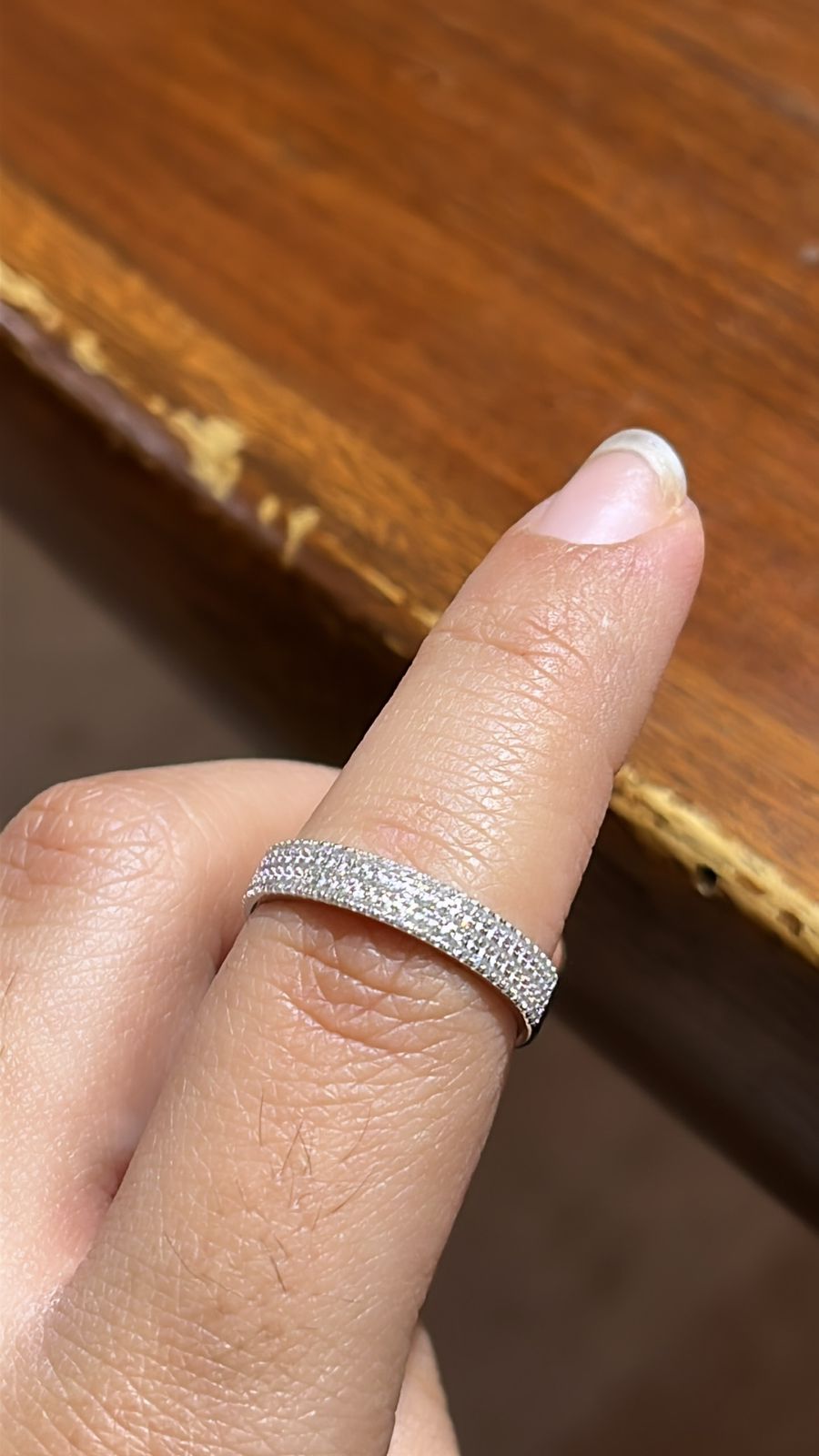 Tri Half Pave Diamond Ring